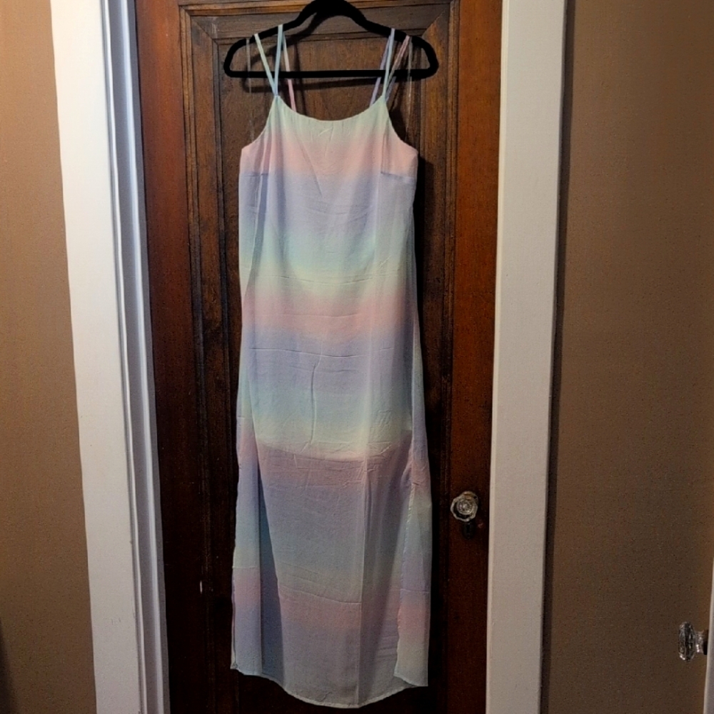 Summer Pastel Ombre Rainbow Dress Large